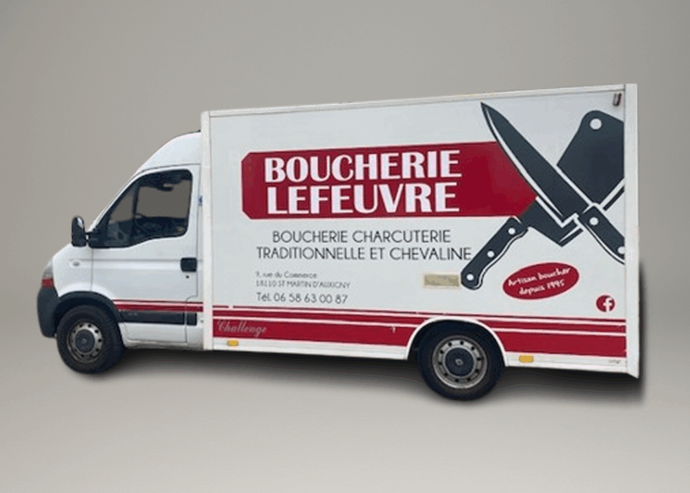 Flocage camion Boucherie Lefeuvre à Saint-Martin-d’Auxigny par Signarama Bourges