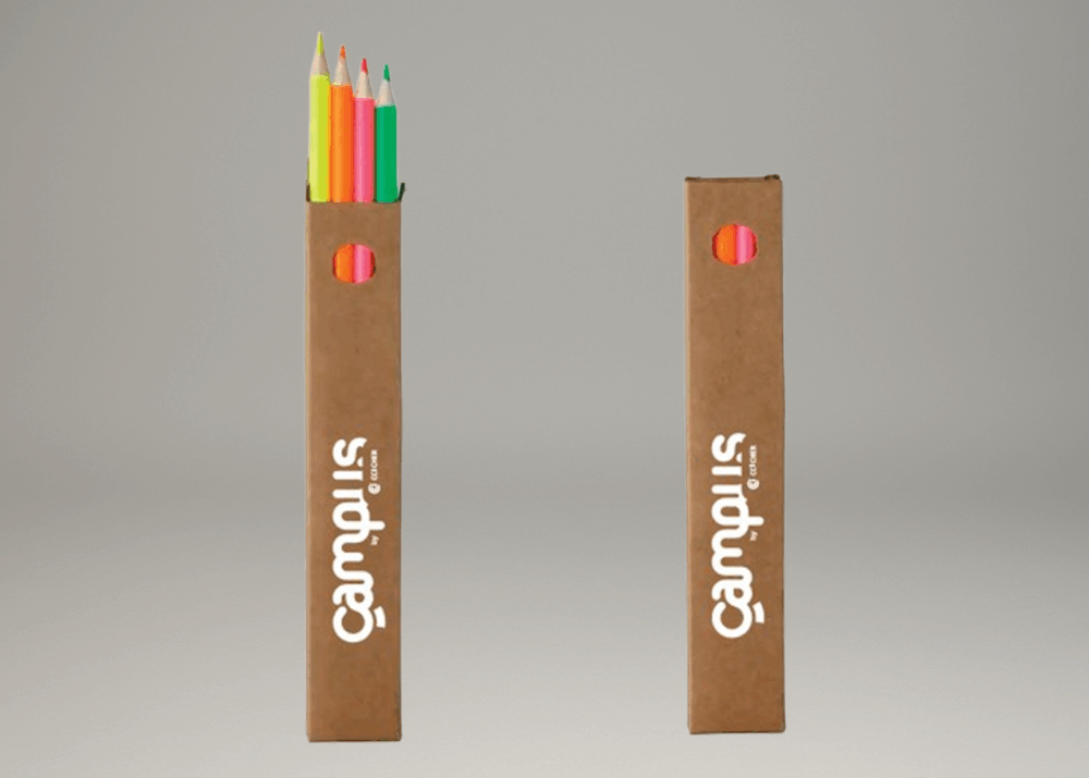 Boîte en carton recyclé de crayons de couleur Campus CCI du Cher.