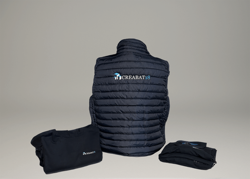 Gilet et vêtements professionnels personnalisés Créabat 18 avec broderie du logo.
