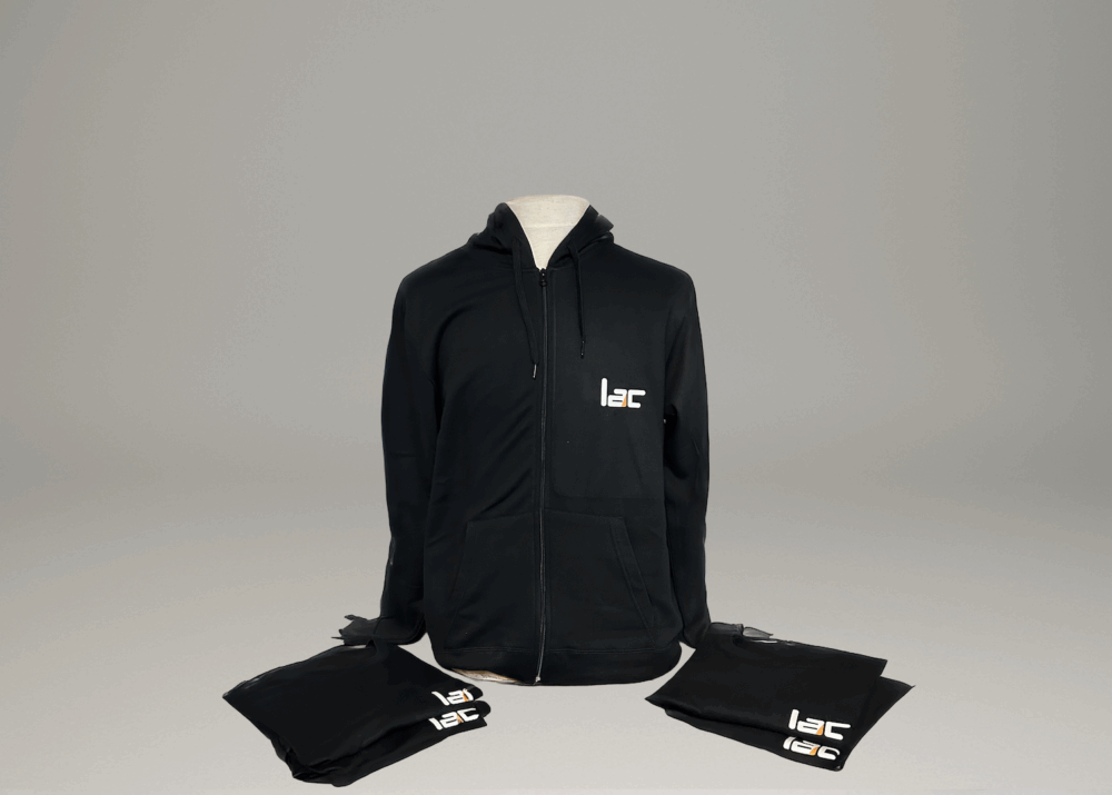 Sweat à capuche noir personnalisé avec logo LAC.