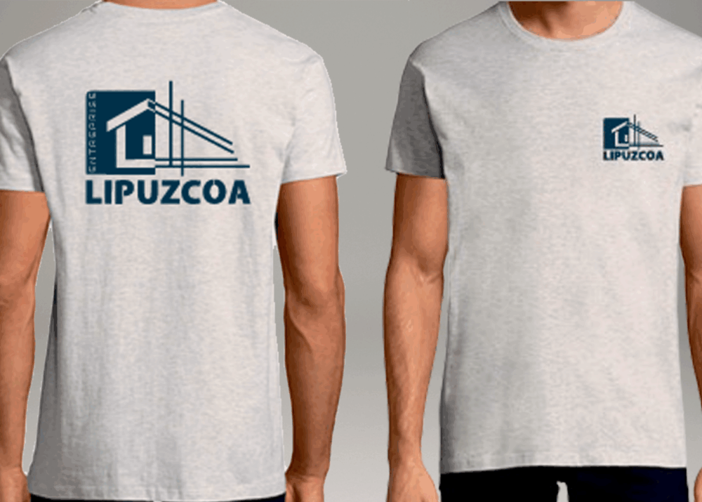 T-shirt gris clair personnalisé avec logo Lipuzcoa à l’avant et au dos.