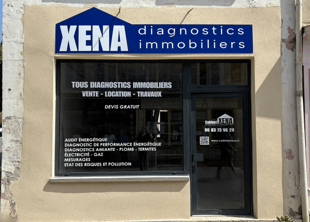 Enseigne Xena Diagnostics Immobiliers à Bourges réalisée par Signarama Bourges