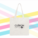 Sac en toile blanc personnalisé avec le logo Cléron Diffusion.