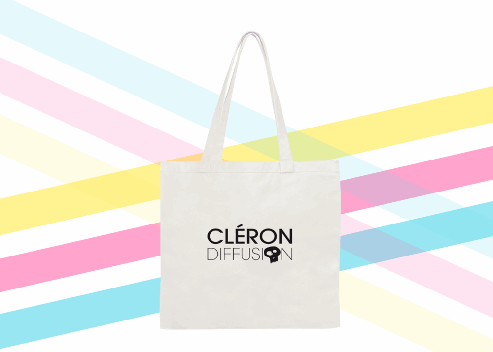 Sac en toile blanc personnalisé avec le logo Cléron Diffusion.