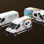 Marquage de véhicules Cléron Diffusion – habillage graphique sur utilitaires professionnels.