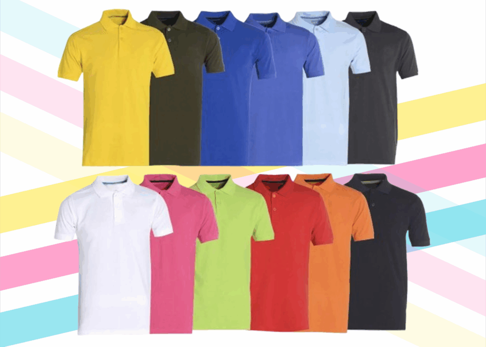 Polos unis disponibles en plusieurs coloris.