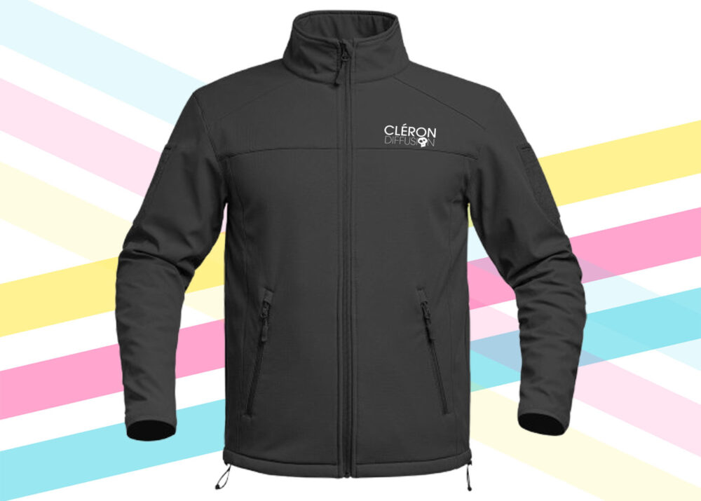 Veste softshell noire personnalisée CLÉRON DIFFUSION.