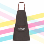 Tablier de cuisine gris foncé personnalisé CLÉRON DIFFUSION avec poche avant.