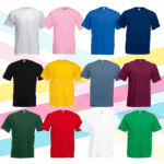 T-shirts unis disponibles dans un large choix de couleurs.