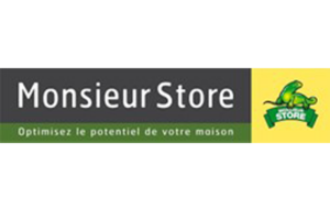 Nouveau logo Monsieur Store, enseigne d’aménagement et de protection solaire.